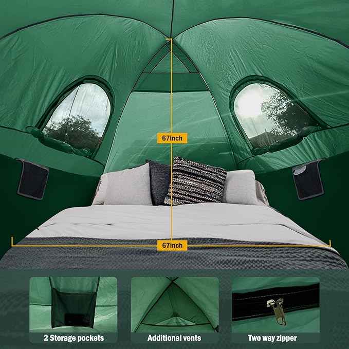 Pickup Truck Tent with Awning Shade,Waterproof PU5000mm Oxford for 5.5-6.3 FT Truck Bed for Camping Travel Outdoor Activities for Chevy Silverado 1500,Ram 1500/Dakota,F150,GMC 1500,Titan,Tundra(Green)
