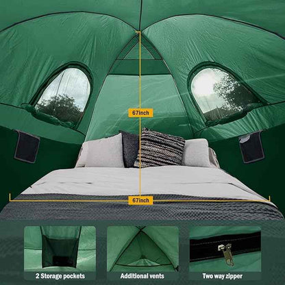Pickup Truck Tent with Awning Shade,Waterproof PU5000mm Oxford for 5.5-6.3 FT Truck Bed for Camping Travel Outdoor Activities for Chevy Silverado 1500,Ram 1500/Dakota,F150,GMC 1500,Titan,Tundra(Green)