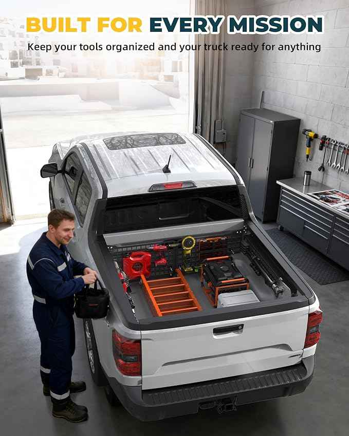 Aluminum Front Bed MOLLE Panel Fit for 2022–2026 Ford Maverick, No-Drill Installation, Heavy-Duty Truck Bed Organizer Storage Rack System for Tools and Outdoor Gear
