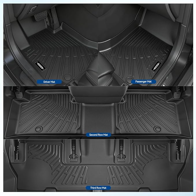 Custom Fit Floor Mats for Ford Expedition 2011-2017, All Weather TPE Floor Liners with Trunk Mat & Backrest Protectors, Odorless Full Set Interior Accessories