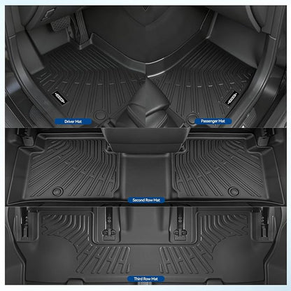 Custom Fit Floor Mats for Ford Expedition 2011-2017, All Weather TPE Floor Liners with Trunk Mat & Backrest Protectors, Odorless Full Set Interior Accessories