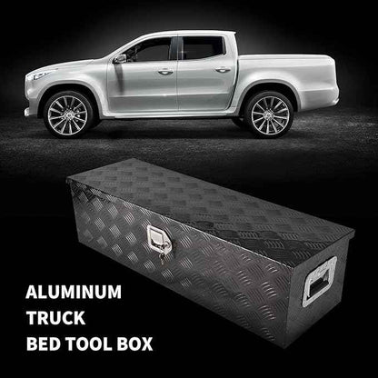 39 Inch Black Aluminum Tool Box 5 Bar Tread ToolBox for Truck Bed Car Outdoor Trailer Pickup Underbody RV ATV Storage Underbed Tools Organizer with Lock and Keys (39"X13"X10")
