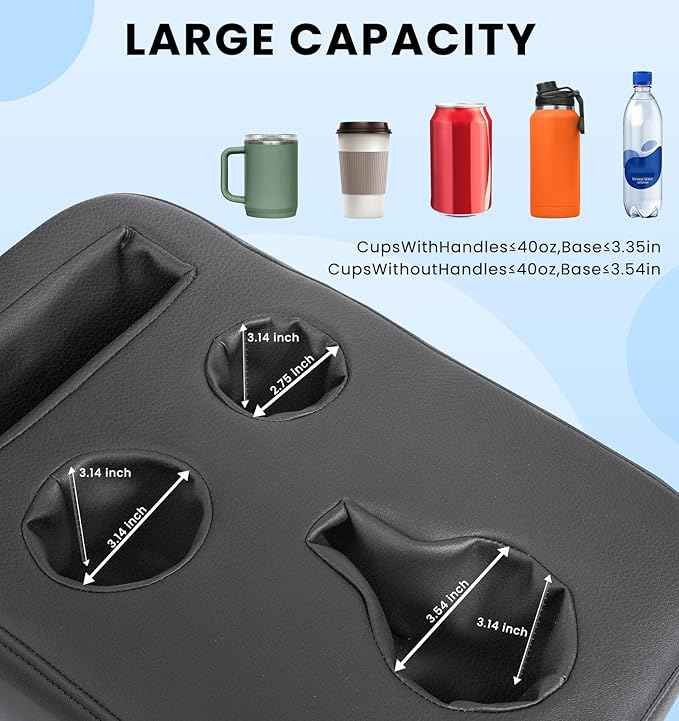 Car Cup Holder, Back Seat Cup Holder for Car, PU Leather Couch Sofa Bed Cup Holder Expander Tray, Boat Tray, Organizer for Trucks, Minivans, SUVs, RVs, Vehicles, Holds Drinks, Remote, Snacks