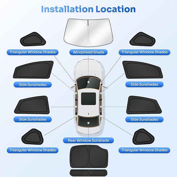 Window Shades for 2010-2015 Toyota Prius Hatchback Accessories Windshield Sun Shade Side Rear Window Covers Sunshade Sun Visor Shield Privacy Protection for Camping Keep Car Cool Black 11PCS