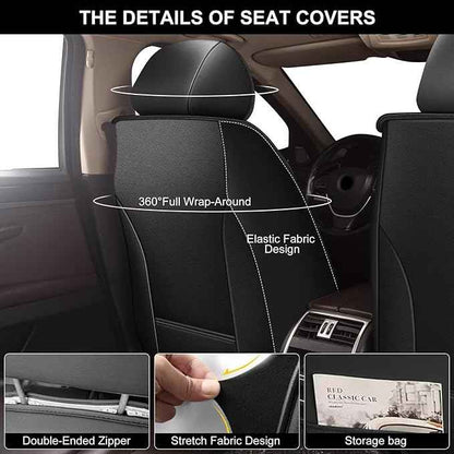 YORKNEIC Fit for Chevrolet Chevy Tahoe Seat Covers 2011-2024 2025 2026 Faux Leather Waterproof Front Car Seat Covers Automotive Seat Protectors Cushions with Airbag Compatible(2 Front Set,Black&Grey)