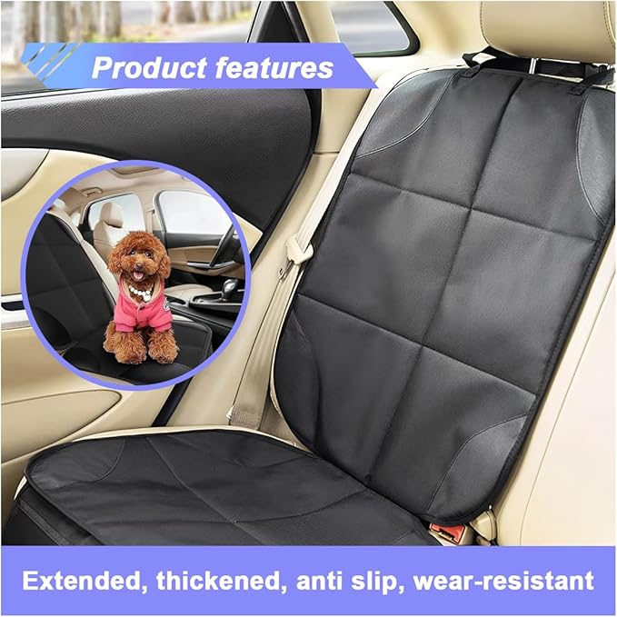 Baby Car Seat Protector for Child, Waterproof Baby Car Seats Cover with Non-Slip Backing, 600D Fabric Car Seat Mat with Thickest Padding & Mesh Pockets for Baby Pet (1PC)