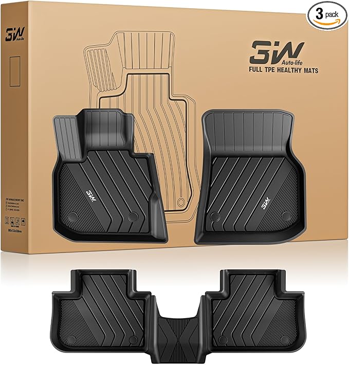 3W Floor Mats BMW X5 2019-2024 2025 2026, TPE All Weather Custom Fit Floor Liner for BMW X5 40i 50i 45e M50iM 1st&2nd Rows Full Set Car Mats Black (Only for 5 Passenger Seat)