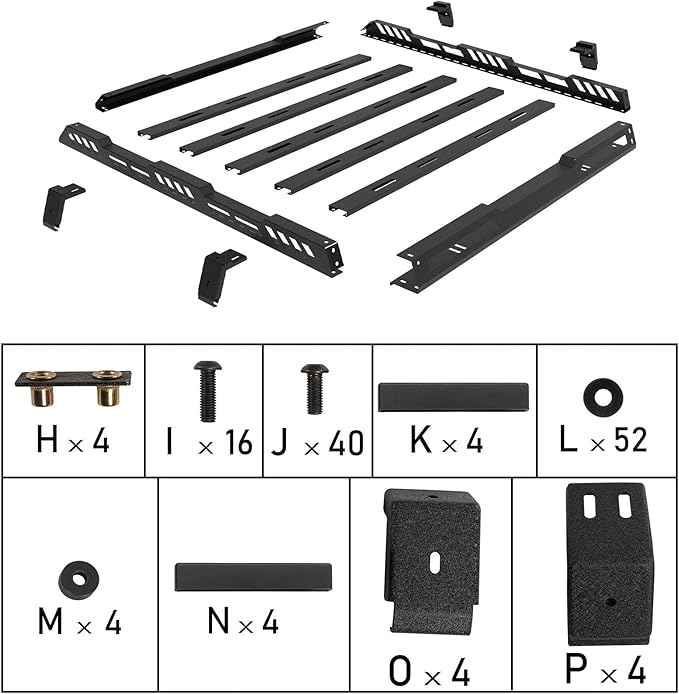 Hooke Road Overlanding Roof Rack for 2018-2026 Jeep Wrangler JL 2/4 Doors & Gladiator JT, Steel Cargo Basket for Jeep Hard Top Only