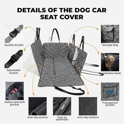 FUNNY FUZZY Dog Car Seat Cover, Back Seat Extender for Dogs - 420Lb Hard Bottom Waterproof Pet Car Seat Cover, 600D Heavy Duty Pet Hammock with Non-Slip Bottom for Cars, SUV, Trucks