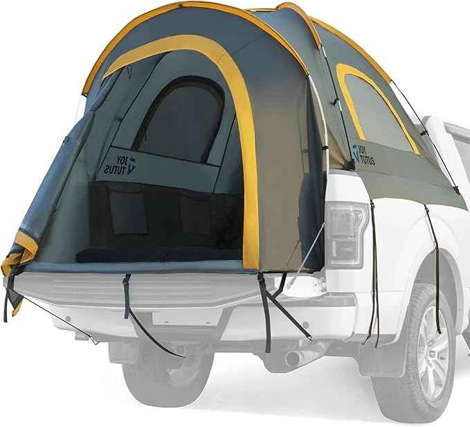 JOYTUTUS Pickup Truck 6.5' 2.0, Waterproof PU2000mm Double Layer for 2 Person, Portable Truck Bed Tent with Rainfly - Orange