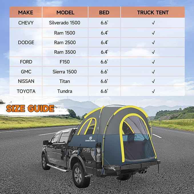 Truck Bed Tent 6.4' ~ 6.7' Easy Set Up Umburato Pickup Truck Tents for Camping, Waterproof PU3000mm Canopy for Truck Camper, Portable, Spacious for 2 Person Blue