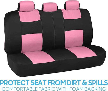 BDK PolyPro Pink Car Seat Covers Full Set with 4-Piece Car Floor Mats - Two-Tone Seat Covers for Cars with Carpet, Interior Covers for Auto Truck Van SUV