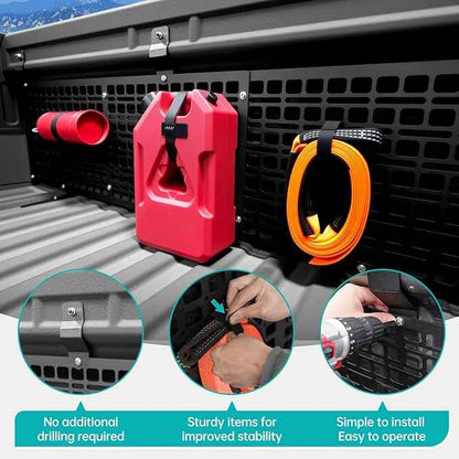 Front Truck Bed Molle Panel Rack System Compatible with 2019-2025 Chevy Silverado/GMC Sierra 1500 Accessories Cargo Storage Organizer Tools Rack Fit for 19-25 Chevrolet Silverado Accessories