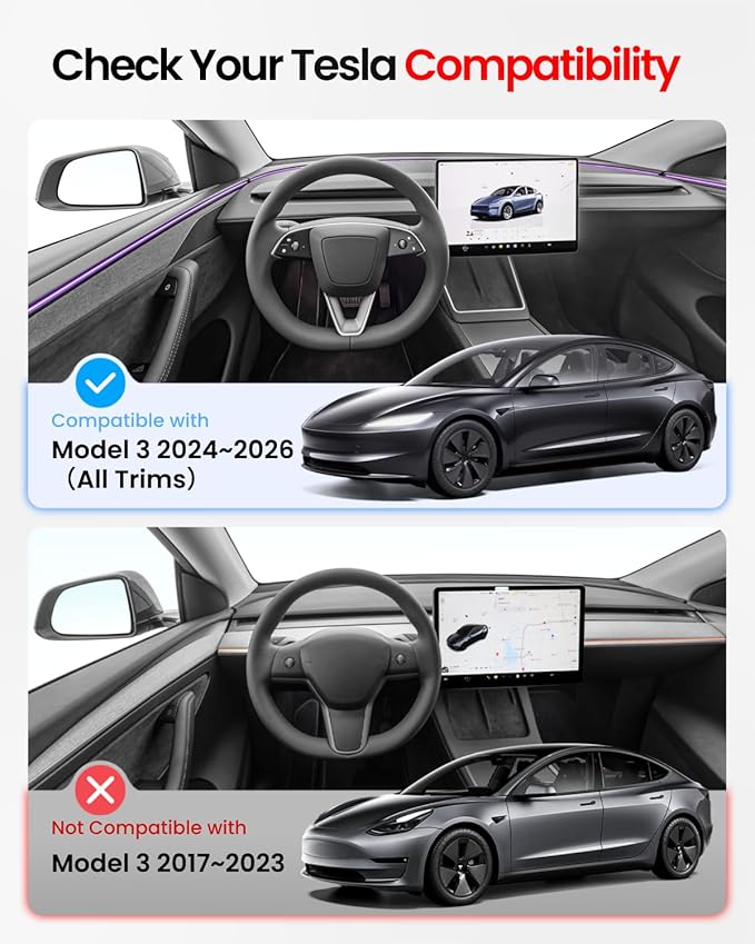 REEVAA 2026 Tesla Model 3 Highland Accessories - Mud Flaps [Protect Paint, No Drilling Required] All-Weather Splash Guard Body Kits for Model 3 Highland 2024-2026, Black (Set of 4)