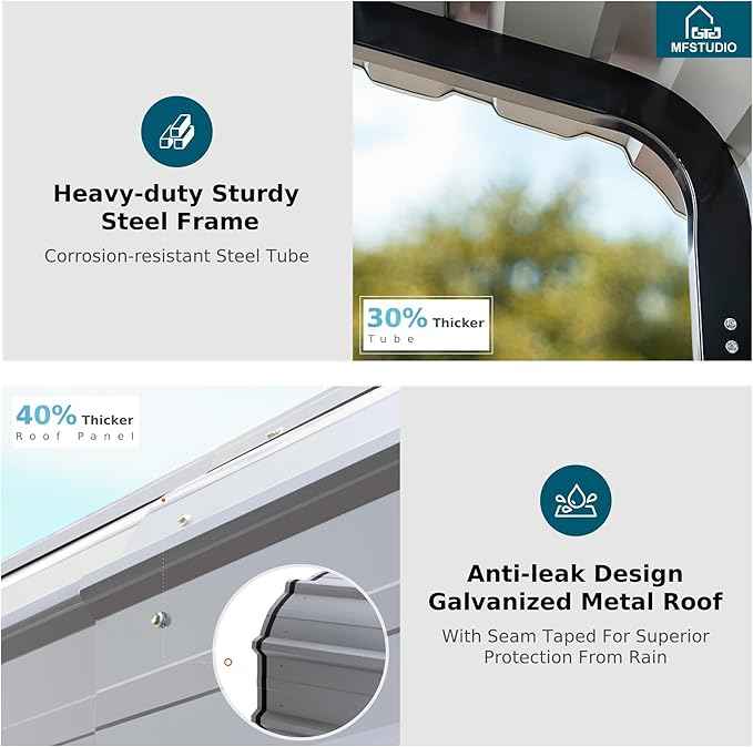 MFSTUDIO Carport 10x15 ft, Outdoor Heavy Duty Carports with Sidewalls, Metal Car Port Shed Shelters Garage Shelter Shade Car Ports with Galvanized Roof for 2 Cars, Truck and Boats ﻿