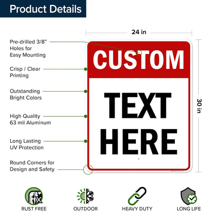 Custom Sign, Custom Sign for Business, Indoor/Outdoor use. 24x30 Inches, Rust Free .063 Aluminum, Fade Resistant, Made in USA by My Sign Center (Header)