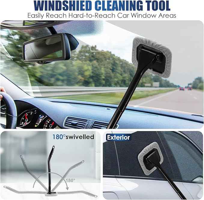 Viewsun 21Pcs Car Cleaning Kit with High Power Handheld Vacuum, Car Wash Mop with Long Handle, Bucket, Detailing Brush Set, Windshield Cleaner, Complete Interior Exterior Washing Supply for Men Women