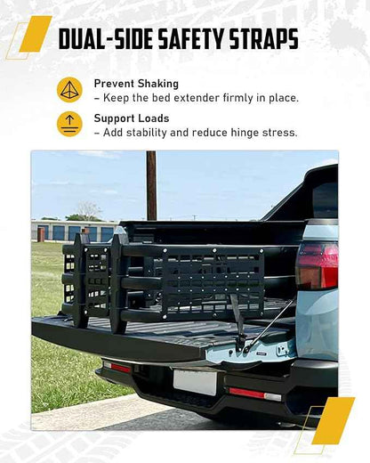 Upgraded Truck Bed Extender Fit for Ford F-150 F150 2015-2026 & Toyota Tundra 2007-2026 & Nissan Titan 2016-2024 Aluminum Tailgate Extender, with Molle Panel and Flagpole Bracket