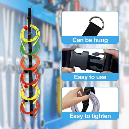 3 Pcs Extension Cord Organizers Storage Garage Extension Cord Holder with 6 Slots Organizer Straps with 28 Pcs Cable Ties 6 Pcs Hardware Nails for Vertical Space Cable Hose Rope String Lights