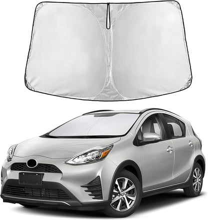 EcoNour Windshield Sun Shade Compatible for Toyota Prius C 2012-2019 Front Window Sunshade Foldable Sun Visor UV & Heat Blocking Protection
