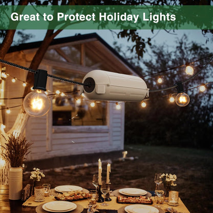 Flemoon [3 Pack] Outdoor Extension Cord Cover Waterproof, Weatherproof Electrical Connection Box for Straight Plug, Outlet, Socket, Halloween, Christmas Holiday Decoration String Light, Almond