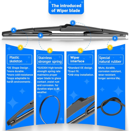 Windshield Wiper Blades Replacement for Scion xB 2008 2009 2010 2011 2012 2013 2014 2015 Original Factory Quality Front Rear Wipers Blade Set for My Car - 22" 20" 14" (Pack of 3)