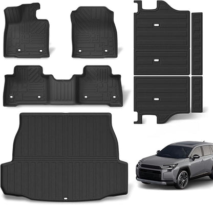 All Weather Floor Mats & Cargo Liner Set for Toyota RAV4 Hybrid 2026(Not for Limited with Subwoofer), TPE Custom Fit Floor Liners with Cargo Mat & Backrest Cover, Full Coverage Interior Protection