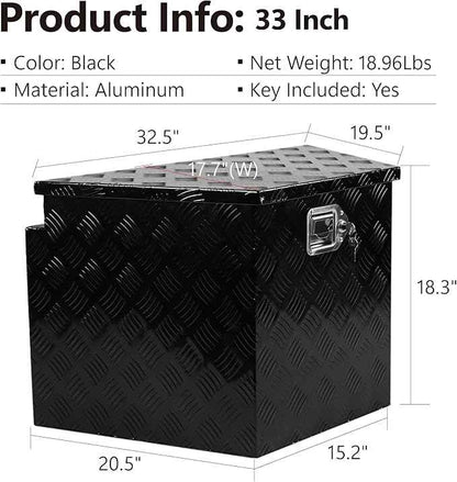 Aluminum Utility Trailer Tongue Tool Box, 5 Bar Tread Wide Utility ToolBox For Pick Up Truck RV Storage Organizer With Lock