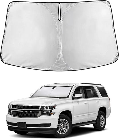 EcoNour Windshield Sun Shade Compatible for Chevrolet Tahoe 2015–2020 | Full-Size SUV Front Window Sunshade | Foldable Sun Visor Protector | Blocks UV Rays & Reduces Interior Heat