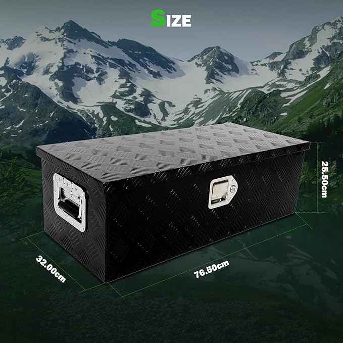 SCITOO 30 Inch Aluminum Heavy Duty Truck Bed Tool Box,Diamond Plate Crossover Storage for Most Full Size Pickups,Lockable Weatherproof Chest,Fits 30" Truck Beds,Easy Access to Load and Unload