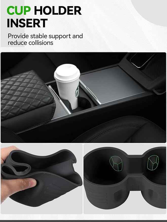 7PCS Center Console Organizer Tray for 2024 2025 2026 Tesla Model 3 Accessories, Armrest Hidden Storage Box Cup Holder Charger Pad for Tesla Model 3 Highland