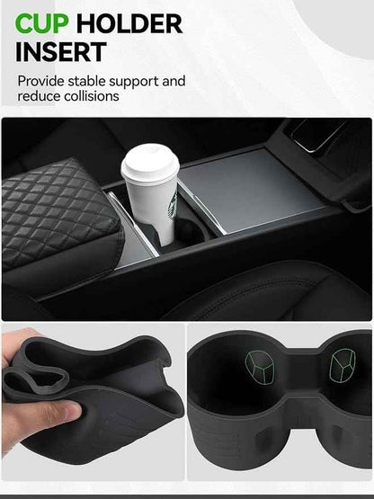 7PCS Center Console Organizer Tray for 2024 2025 2026 Tesla Model 3 Accessories, Armrest Hidden Storage Box Cup Holder Charger Pad for Tesla Model 3 Highland