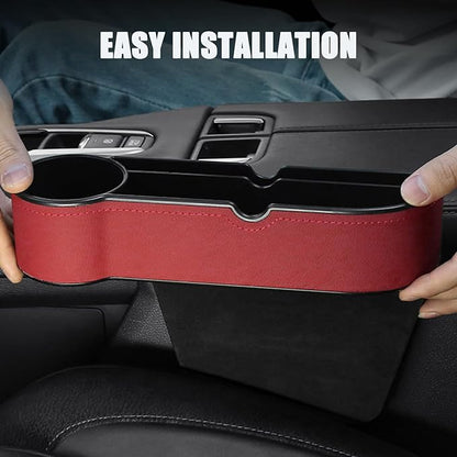 Car Seat Gap Filler Organizer for Tesla Model 3/Model S/Model X/Model Y/Cybertruck/Roadster Seat Organizer Auto Leather Cup Holder Gap Organizer,Coffee-1pcs