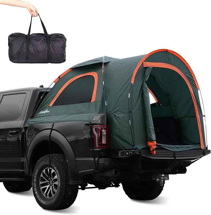 LIBERRWAY Truck Bed Tent for 2 Person, 5.5-5.8 FT Pickup Truck Tent with Waterproof Rainfly Oxford for Camping Travel Outdoor Chevy Silverado 1500 Dodge Ram 1500 Ford F-150 GMC Sierra 1500