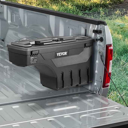 VEVOR Truck Bed Storage Box, Lockable Lid, Waterproof ABS Wheel Well Tool Box 6.6 Gal/20 L with Password Padlock, Compatible with Dodge Ram 1500 2019-2021, Passenger Side, Black
