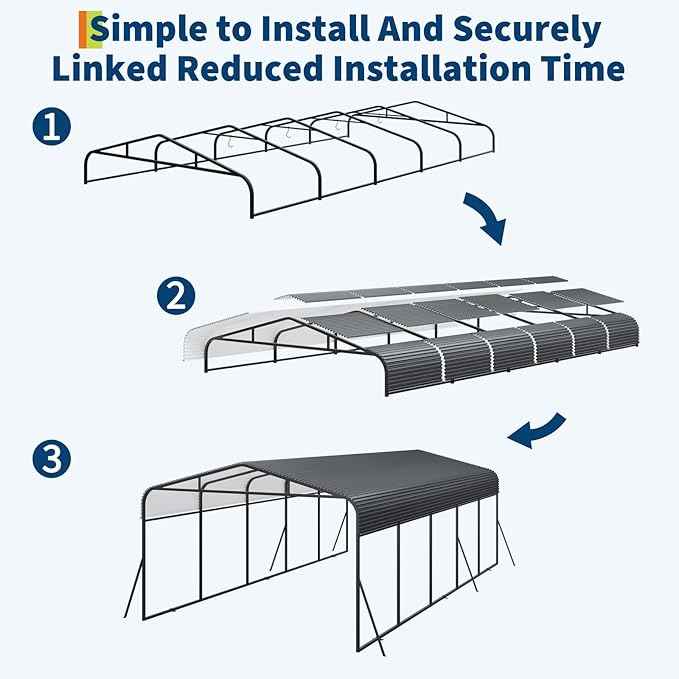 GAOMON Metal Carport, Carport with Reinforced Base and Galvanized Steel Roof, Heavy Duty Garage Car Shelter Shade, Outdoor Car Port Canopy for SUV, Truck, Boats, 13x26 FT