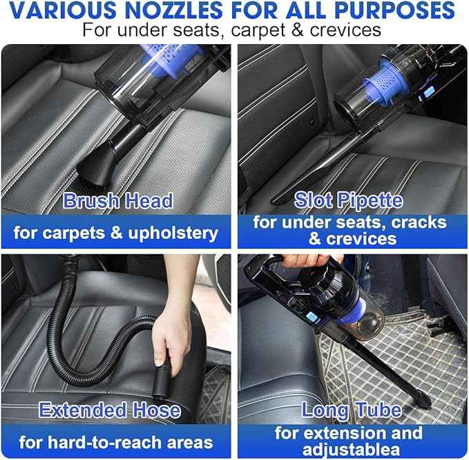Viewsun Car Cleaning Kit, Car Interior Detailing Kit with High Power Handheld Vacuum Cordless Rechargeable, Detailing Brush Set, Windshield Cleaner, Complete Auto Accessories for Men, Women Gift