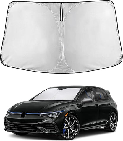 EcoNour Windshield Sunshade for Volkswagen Golf MK8 2022–2025 | Custom Fit Front Window Sun Shade | Blocks Harmful UV Rays & Reduces Heat | Foldable Sun Visor with Storage Pouch