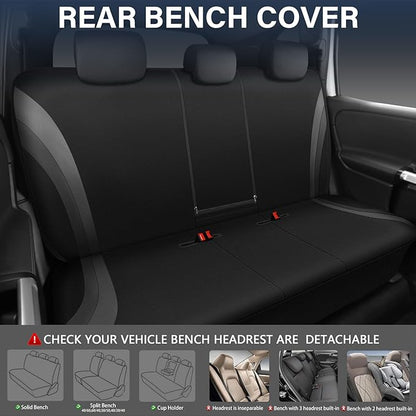CAR PASS EVA Waterproof Car Seat Covers Full Set with 4Pcs Waterproof Car Floor Mats Universal Fit Airbag Compatible Automotive Interior Covers for Sedans, Trucks,Vans,SUV (Combo Set, Black & Gray)