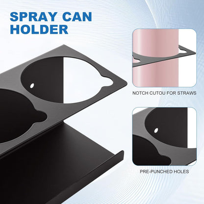 4 Pack Heavy-Duty Aerosol Spray Can Holder, 5 Can Spray Bottle Holder Steel Wall-Mounted Shelf for Garage, Craft Workspace and Home