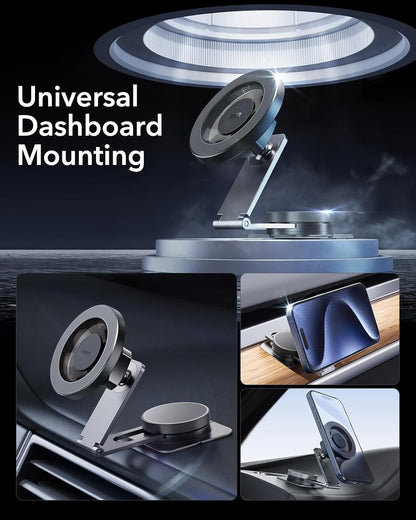 ESR for MagSafe Car Mount, Car Phone Holder,Dashboard/Tesla Touchscreen Car Mount, Magnetic Phone Holder for Car, for iPhone 16/16e/15/14/13/12, S25, Charging Not Supported(2 Metal Rings Included)