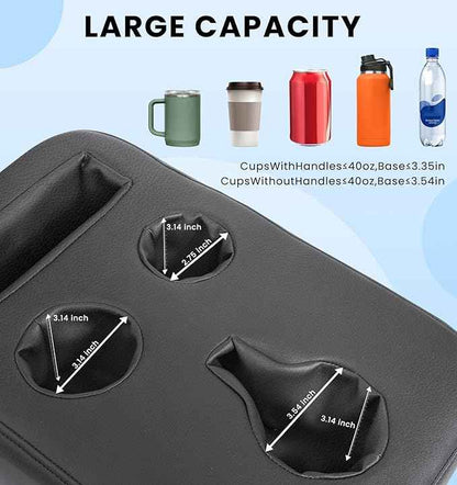 Upgraded Car Cup Holder with Dual Secure Straps, Back Seat Cup Holder for Car, PU Leather Truck Cup Holder, Boat Tray Organizer for Trucks, Minivans, SUVs, RVs, Holds Coffee, Snacks, Cell Phone