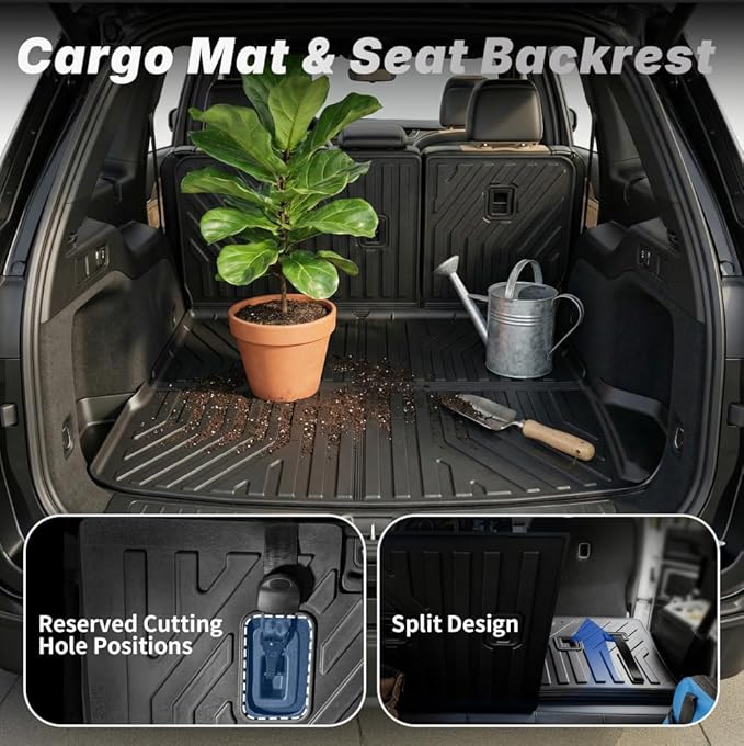 OEDRO Floor Mats Fits for 2022-2026 Jeep Grand Cherokee 5 Seats (Include 4xe Not for WK or L), All Weather Floor Mats Trunk Cargo Mat with Backrest Protectors TPE Jeep Grand Cherokee Car Accessories