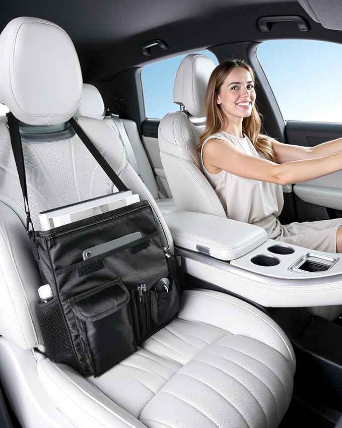 FLORICH Car Front Seat Organizer, Car Laptop Holder Backseat Organizer for Work, Automatic Document Holder Multi-Pocket Storage Organizer, Car Seat Back Storage Bag with Cup Holder