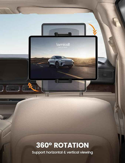 Lamicall 2 Pack Tablet Holder for Car Headrest - [Thick Case Friendly] Car Tablet Mount for Backseat, Road Trip Essentials for Kids, for iPad Pro, Air, Mini, Galaxy, Fire HD, 6.1-13" Tablets