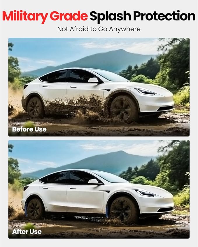REEVAA 2026 Tesla Model 3 Highland Accessories - Mud Flaps [Protect Paint, No Drilling Required] All-Weather Splash Guard Body Kits for Model 3 Highland 2024-2026, Black (Set of 4)