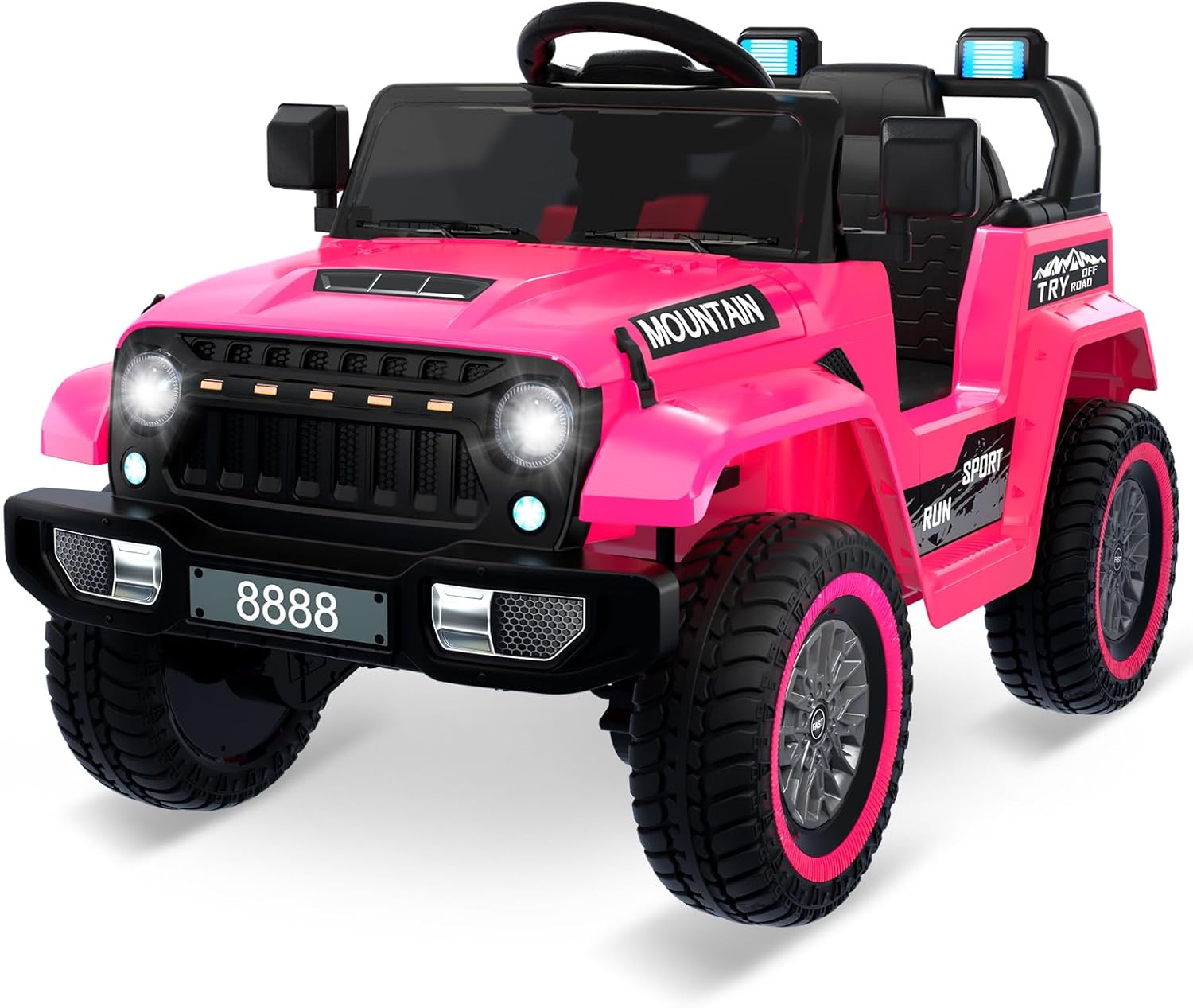 12V Kids Ride on Truck Car, w/Parent Remote Control, Twin 35w Motors, 3 Speeds, LED Lights, Music & Horn, Spring Suspension, Kids Electric Vehicles Toy for 3-5 Years Old Boys Girls Gift, Pink - AutoBay