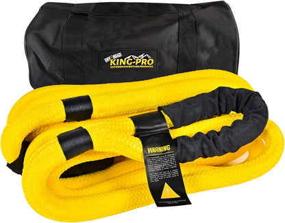 KING-PRO Kinetic Recovery Rope 1“x30' Towing Rope 44,000lbs Breaking Strength 100% Nylon Made Heavy Duty Offroad Snatch Strap 30% Elasticity for Full-Size Truck Large SUVs Offroad Vehicels