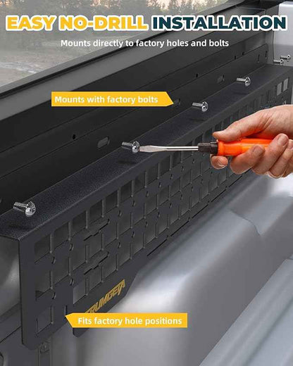 Aluminum Side Bed MOLLE Panel Fit for 2022–2026 Ford Maverick, No-Drill Installation, Heavy-Duty Truck Bed Organizer Rack System for Tools Gear Accessories