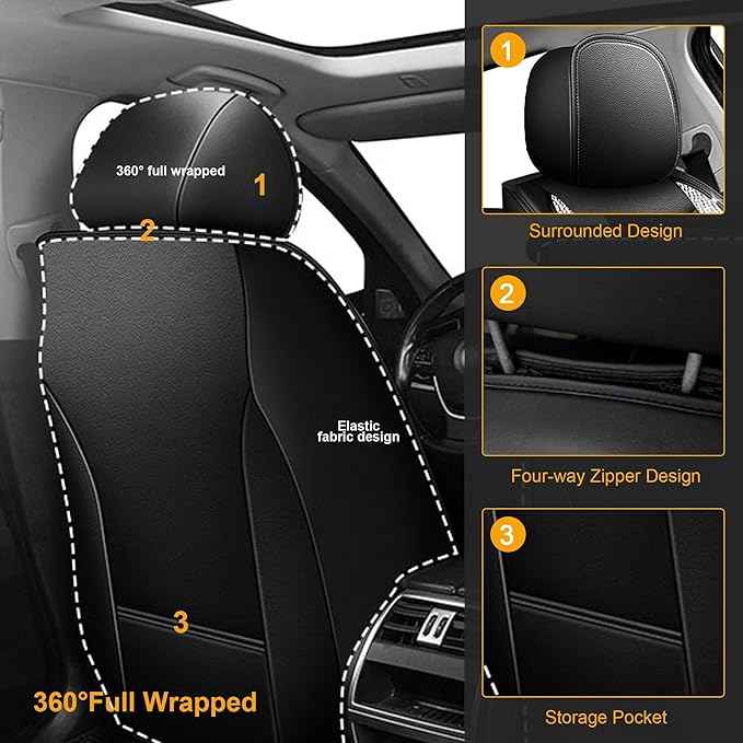 Leather Bling Diamond Seat Covers Full Set, for Chevrolet Chevy Equinox 2007-2025 2026, Sparkle Shining Rhinestone Automotive Car Seat Cover for Cute Women Girl (Black)